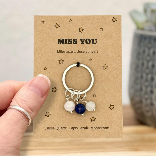 Miss You Gift For Her, Long Distance Friendship Present, I Will Miss You Initial Charm Keyring, Friend Missing You Gift
