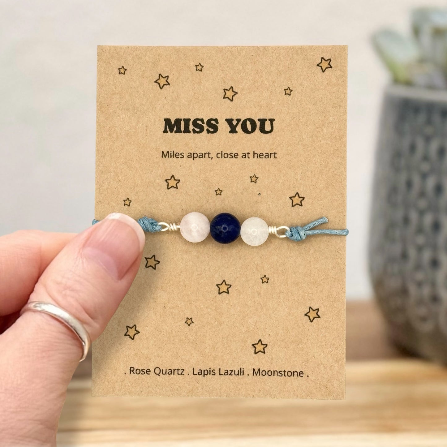 Miss You Gift for Her, Personalised Bracelet, Long Distance Friendship Gift, Thinking of You Keepsake, Long Distance Love Gift