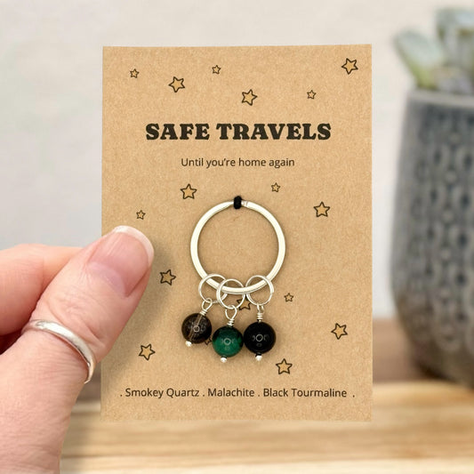 Safe Travel Gift, Personalised Keyring, Travel Protection Keepsake, Gap Year Gift, New Driver Gift, Flight Attendant Present