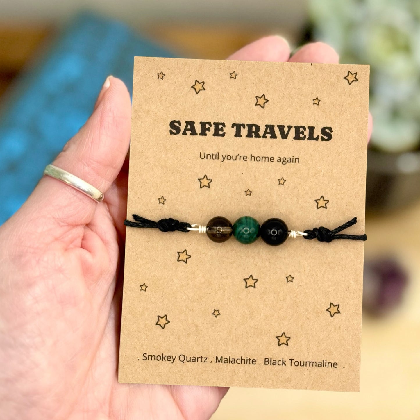 Safe Travel Gift, Personalised Crystal Wish Bracelet, Travel Protection Keepsake, Gap Year Gift, New Driver Gift, Gift for Daughter