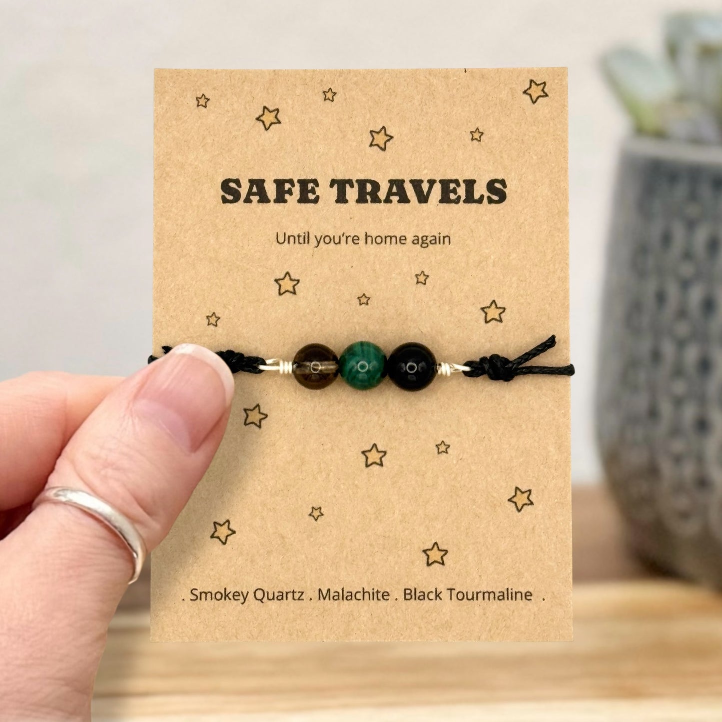 Safe Travel Gift, Personalised Crystal Wish Bracelet, Travel Protection Keepsake, Gap Year Gift, New Driver Gift, Gift for Daughter
