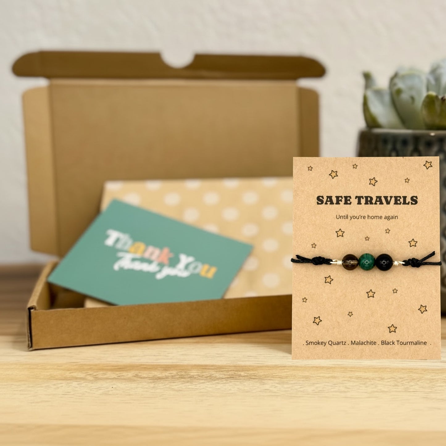 Safe Travel Gift, Personalised Crystal Wish Bracelet, Travel Protection Keepsake, Gap Year Gift, New Driver Gift, Gift for Daughter