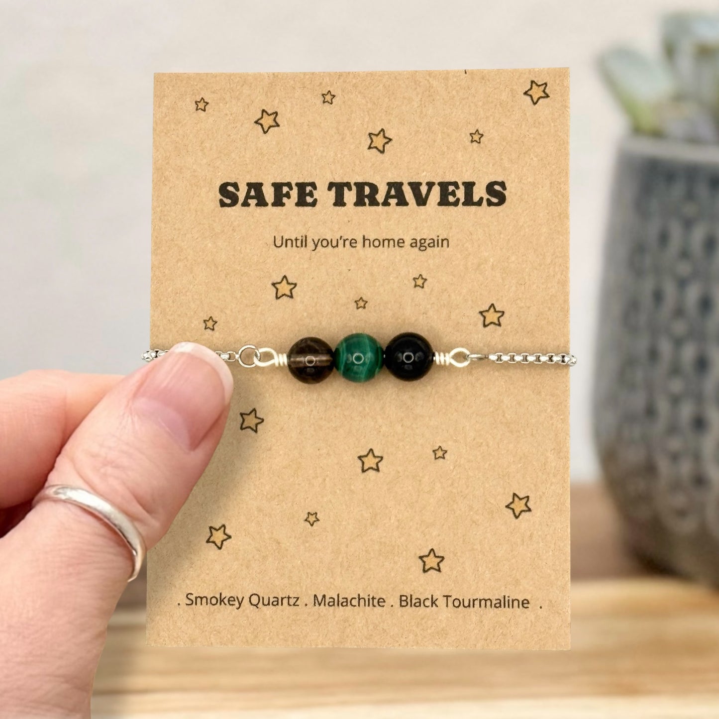 Safe Travel Gift, Personalised Crystal Wish Bracelet, Travel Protection Keepsake, Gap Year Gift, New Driver Gift, Gift for Daughter