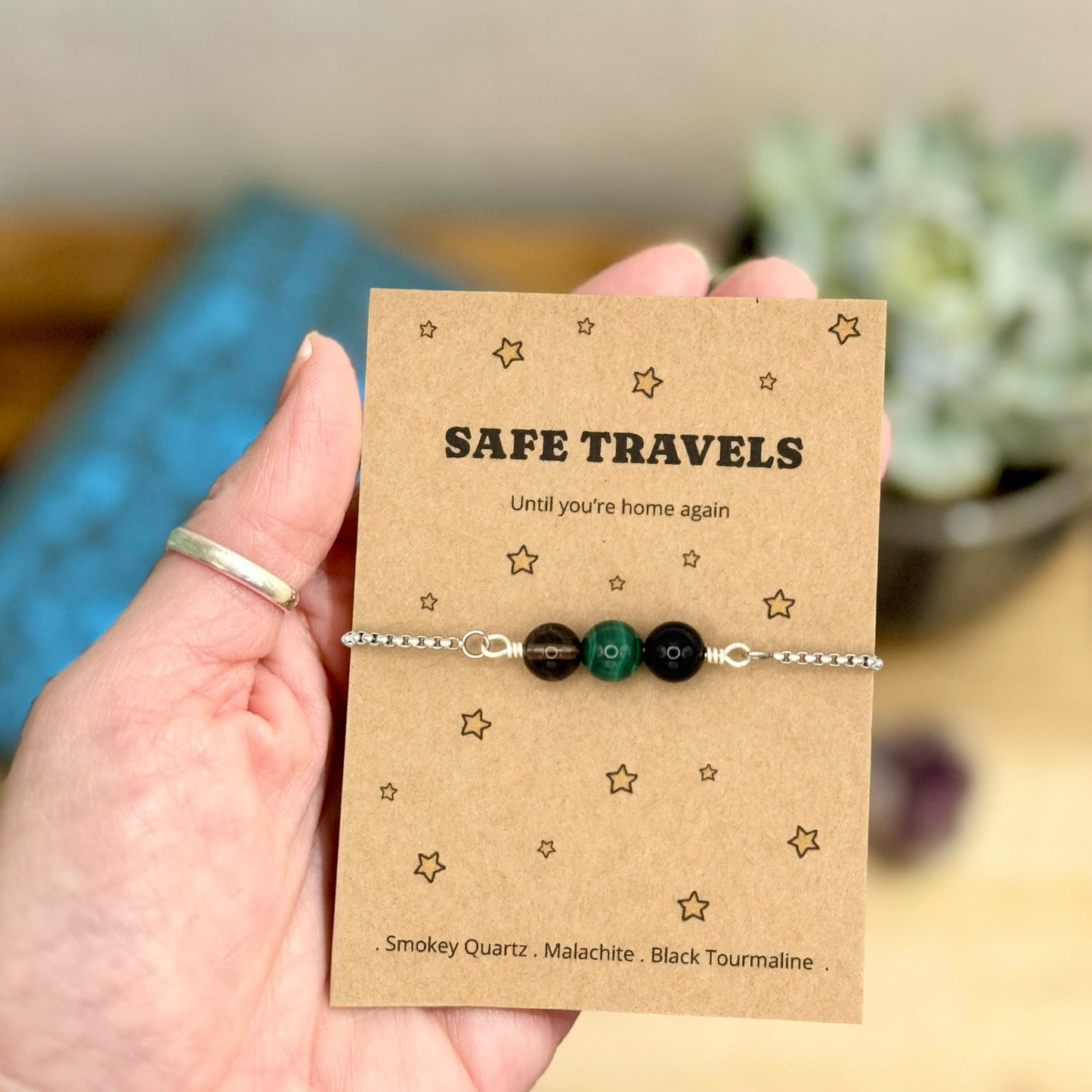 Safe Travel Gift, Personalised Crystal Wish Bracelet, Travel Protection Keepsake, Gap Year Gift, New Driver Gift, Gift for Daughter