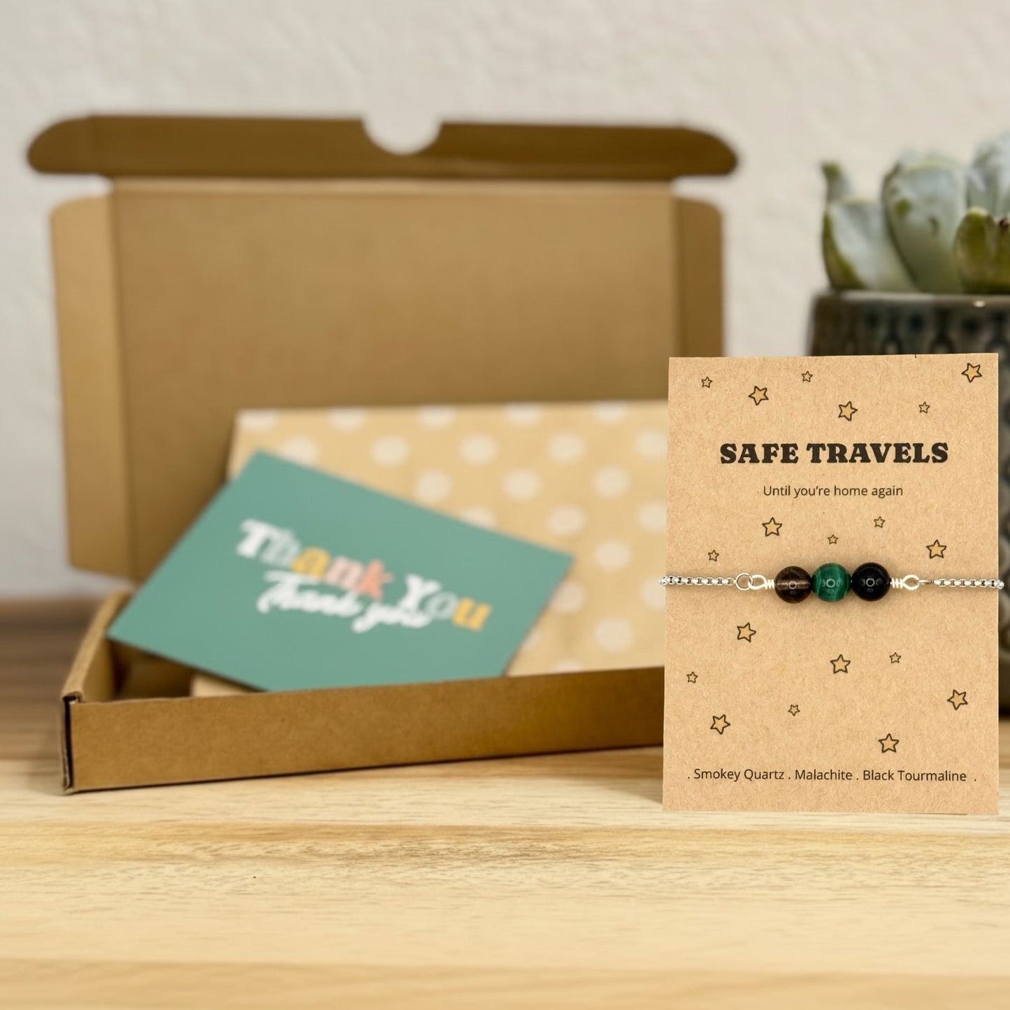 Safe Travel Gift, Personalised Crystal Wish Bracelet, Travel Protection Keepsake, Gap Year Gift, New Driver Gift, Gift for Daughter