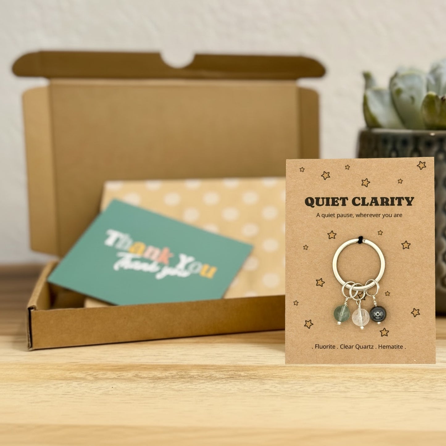 Quiet Clarity Crystal Keyring – Emotional Support & Thinking of You Gift