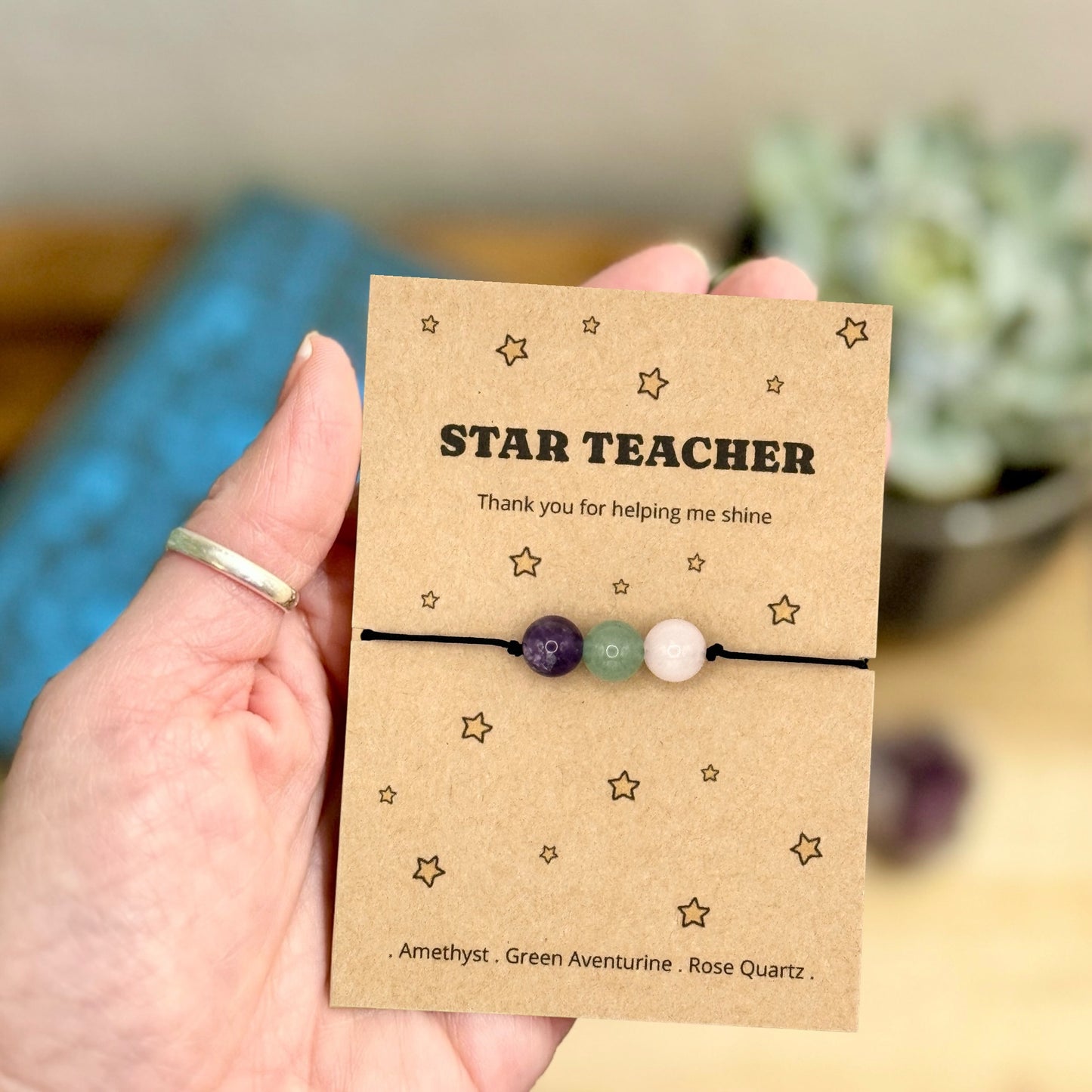 Star Teacher Thank You Bracelet Card, Primary School Teacher Gift, Personalised Teaching Assistant Keepsake, End of Term TA Gift