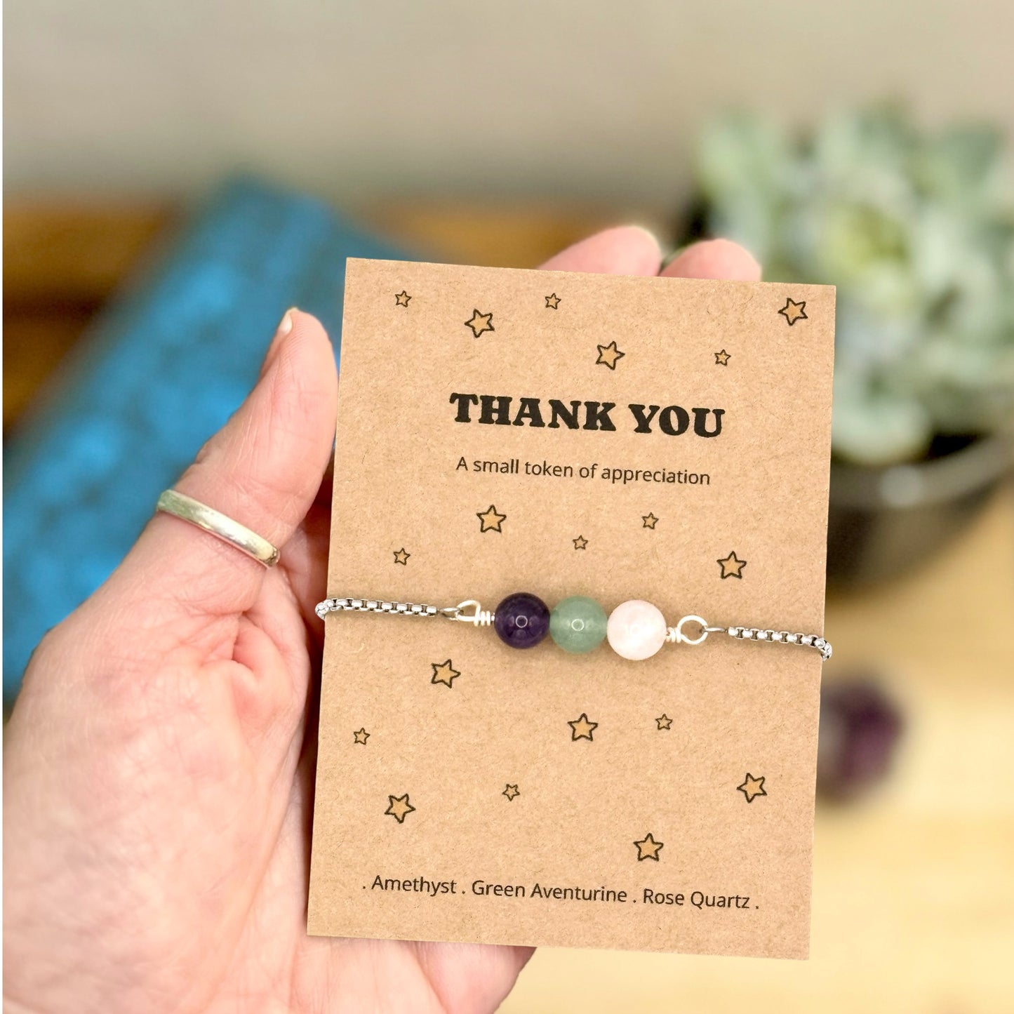 Thank You Bracelet Gift for Her, Personalised Keepsake, Teacher End of Year Gift, Employee Appreciation, Work Anniversary Present