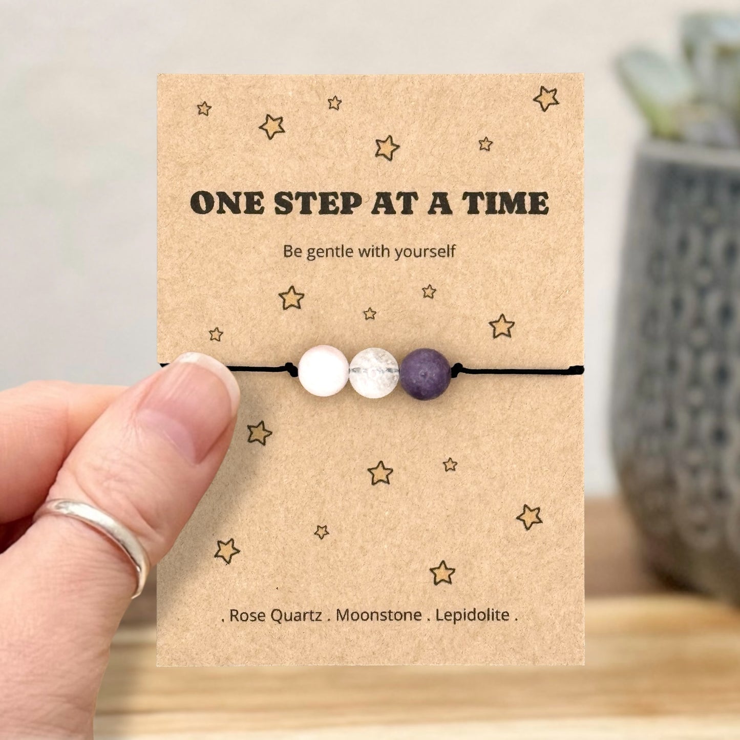 Keep Going Gift, Personalised Crystal Bracelet and Anklet, Emotional Support Keepsake for Difficult Times