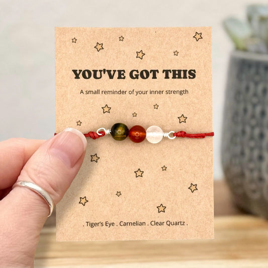 You've Got This Gift, Personalised Crystal Wish Bracelet for Confidence and Self Belief, Encouragement Keepsake