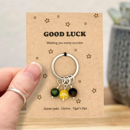 Wishing You Every Success Gift, Personalised Good Luck Crystal Keyring, Meaningful Encouragement Keepsake for Driving Tests Exams and New Jobs