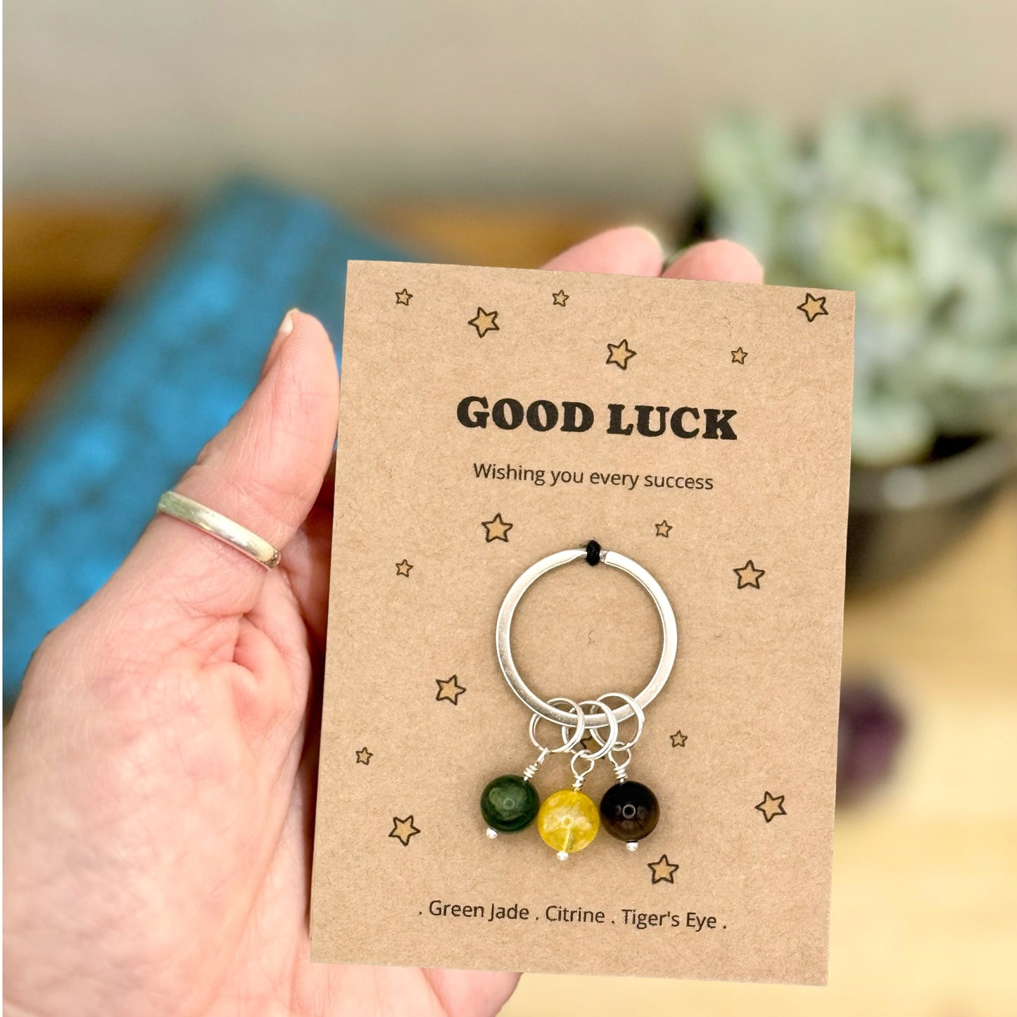Wishing You Every Success Gift, Personalised Good Luck Crystal Keyring, Meaningful Encouragement Keepsake for Driving Tests Exams and New Jobs