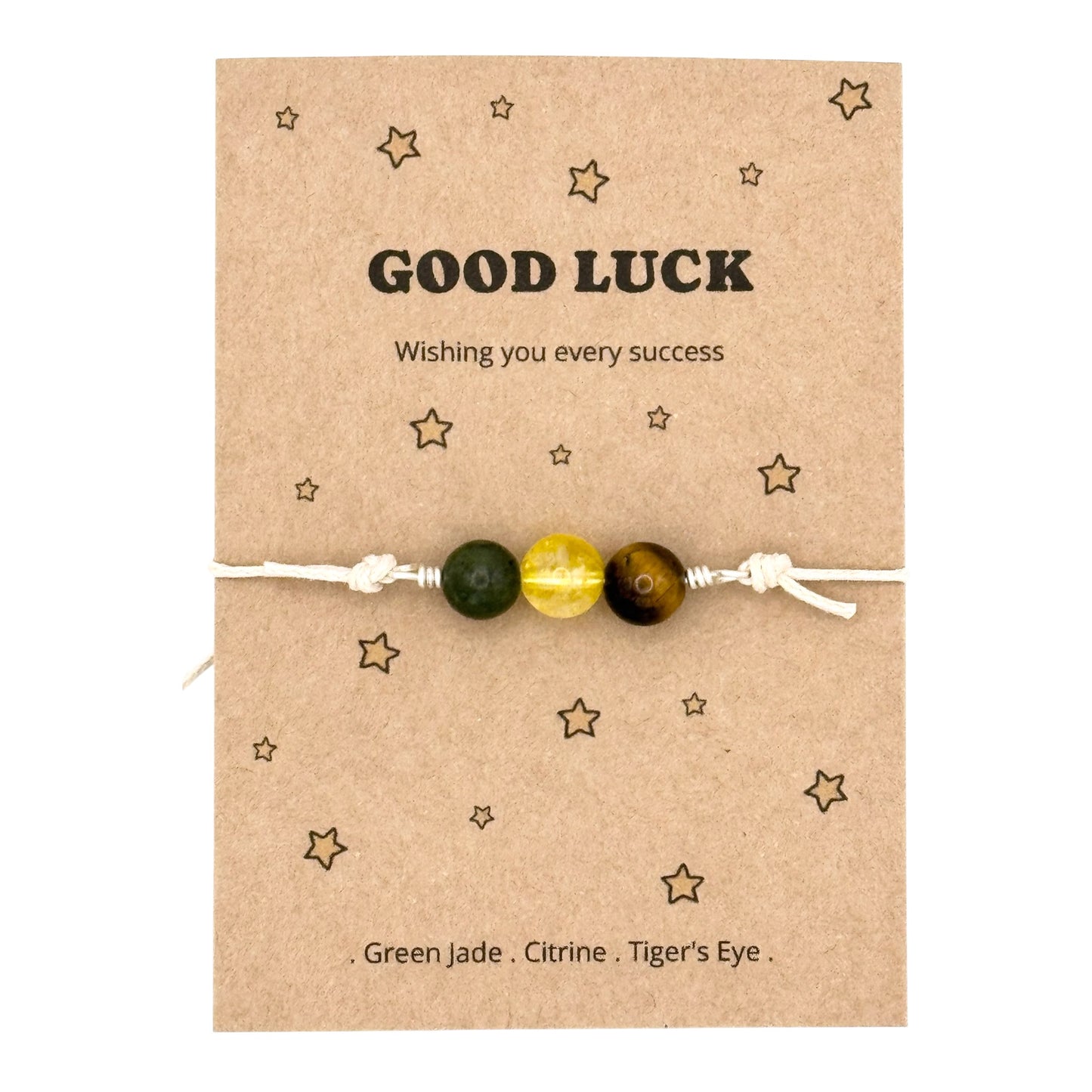 Personalised Good Luck Crystal Wish Bracelet, Meaningful Good Fortune Gift for Exams Driving Tests and New Jobs, Tie On Good Luck Keepsake for Her