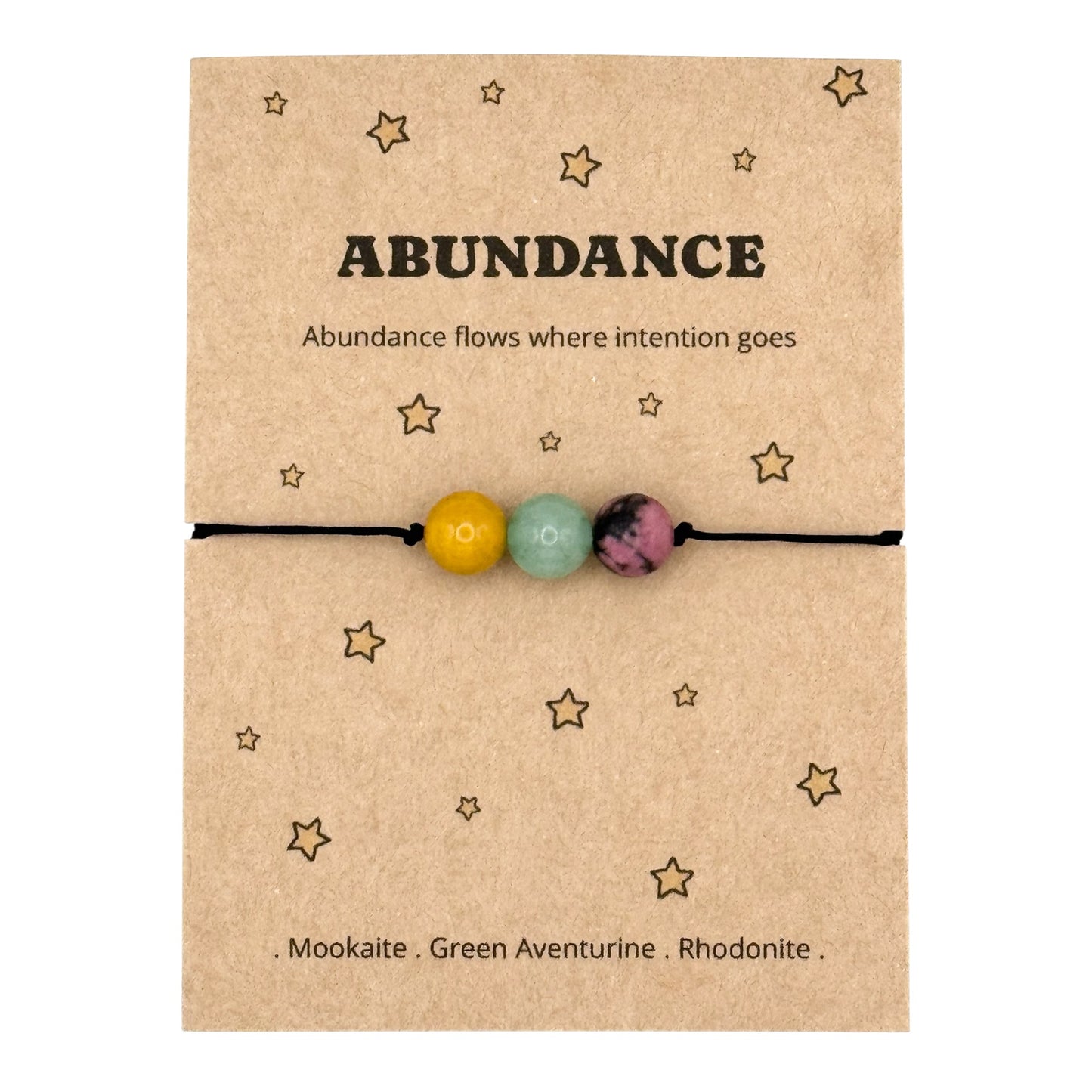 Manifestation Gift, Personalised Abundance Crystal Bracelet or Anklet, Abundance Flows Where Intention Goes Keepsake, Law of Attraction and Positive Intentions Gift
