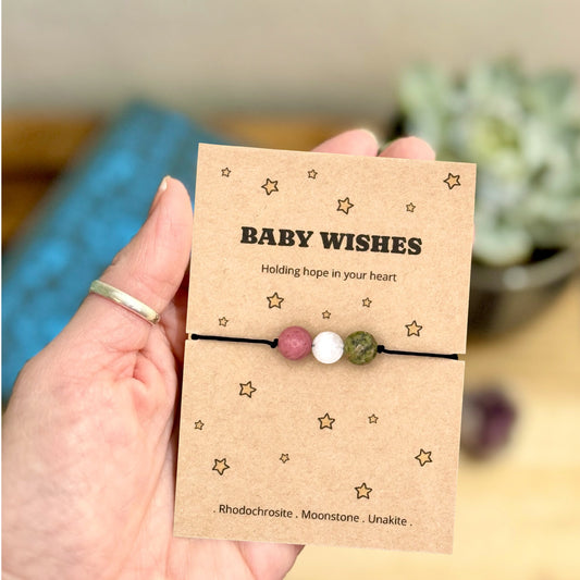 Baby Wishes Fertility Crystal Bracelet or Anklet, IVF and Trying to Conceive Gift, Holding Hope in Your Heart Keepsake, Personalised Fertility Support Gift