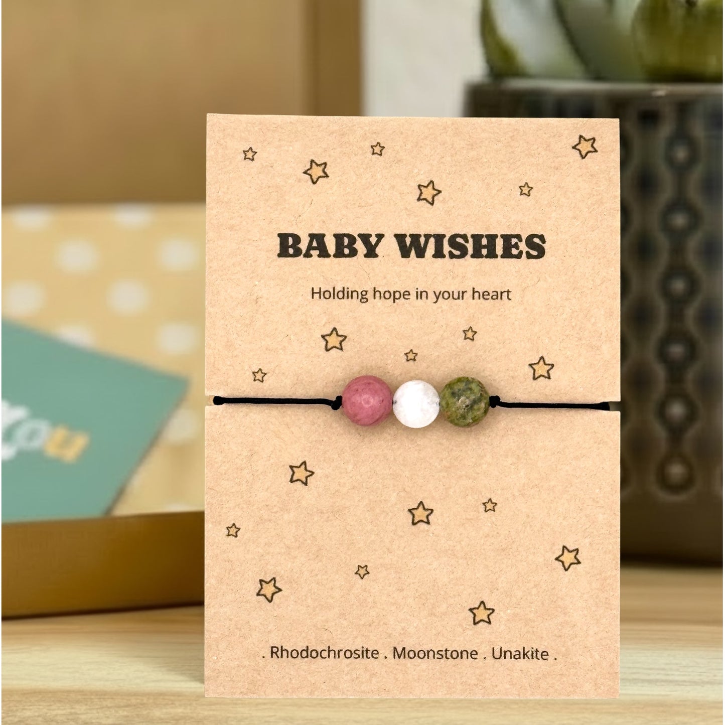 Baby Wishes Fertility Crystal Bracelet or Anklet, IVF and Trying to Conceive Gift, Holding Hope in Your Heart Keepsake, Personalised Fertility Support Gift