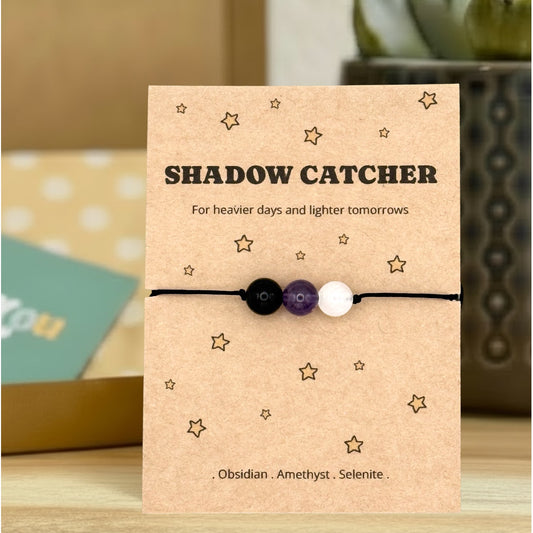 Gift for Someone Going Through a Hard Time, Shadow Catcher Personalised Crystal Bracelet or Anklet, Empath Protection and Negative Energy Grounding Keepsake