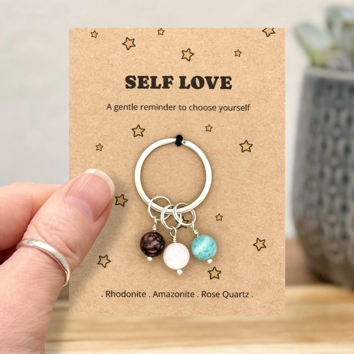 Self Love Crystal Keyring – Love Yourself Gift for Her