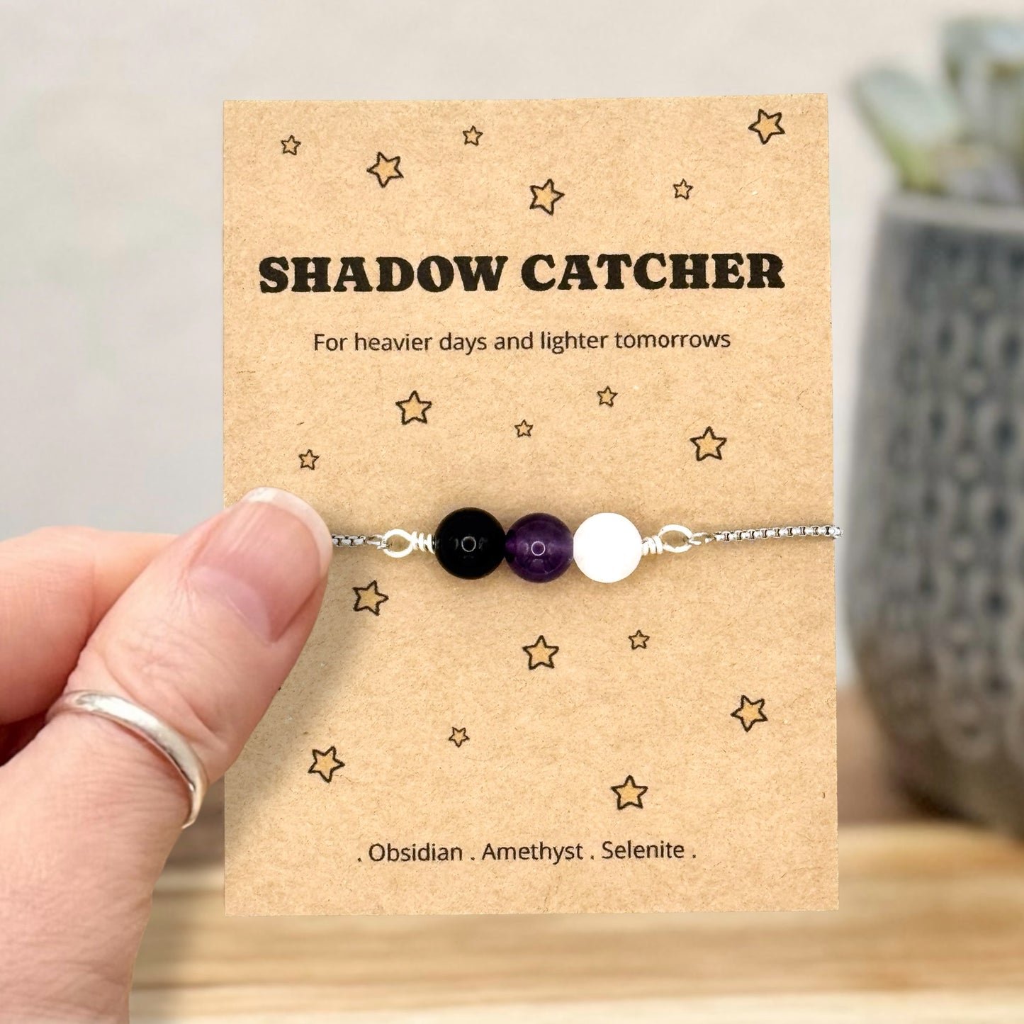 Shadow Catcher Empath Crystal Bracelet for Protection & Emotional Support