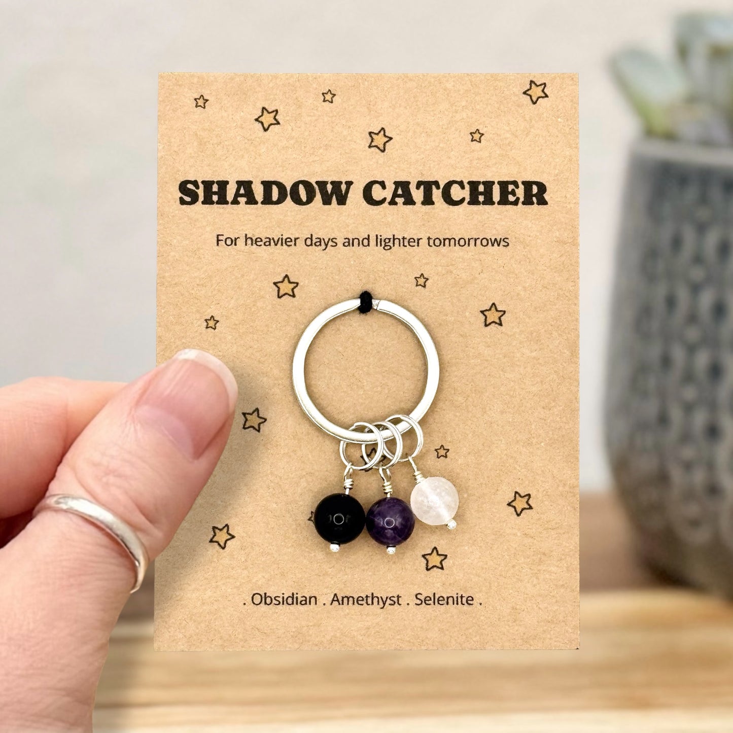 Shadow Catcher Crystal Protection Keyring – Empath Comfort & Support Gift