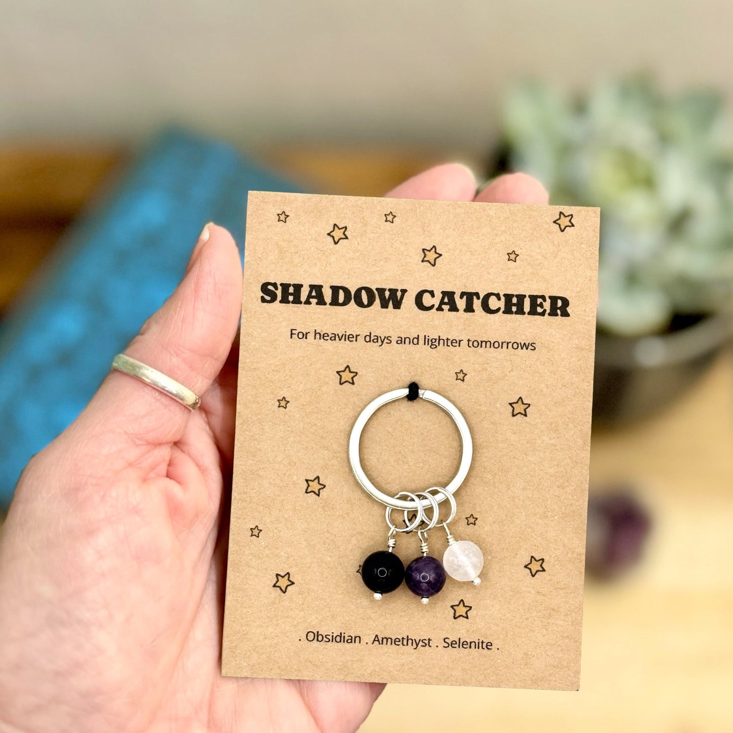 Shadow Catcher Crystal Protection Keyring – Empath Comfort & Support Gift