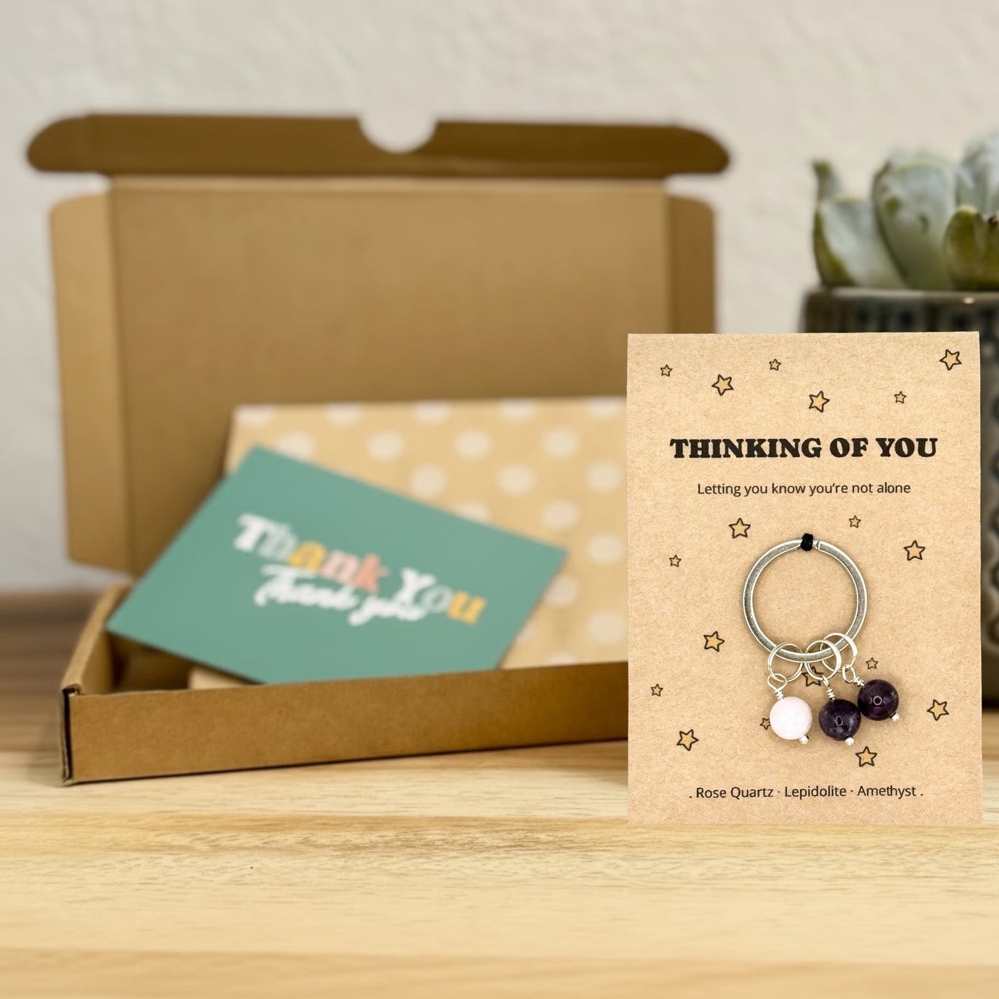 Thinking Of You Gift For Her, Emotional Support Crystal Keyring, Cheer Up Keepsake, Get Well Soon Keychain, Letterbox Gift