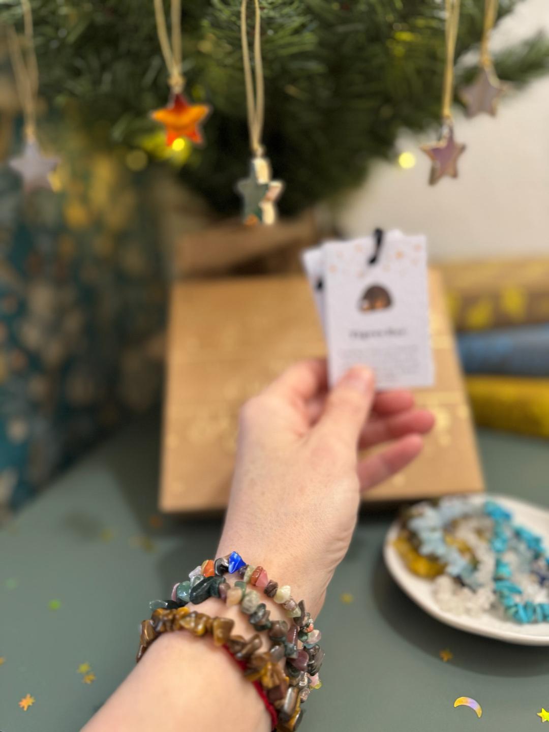 Christmas Crystal Bracelet Advent Calendar, 12 Days of Crystal Chip Bracelets, Gemstone Lover Christmas Gift