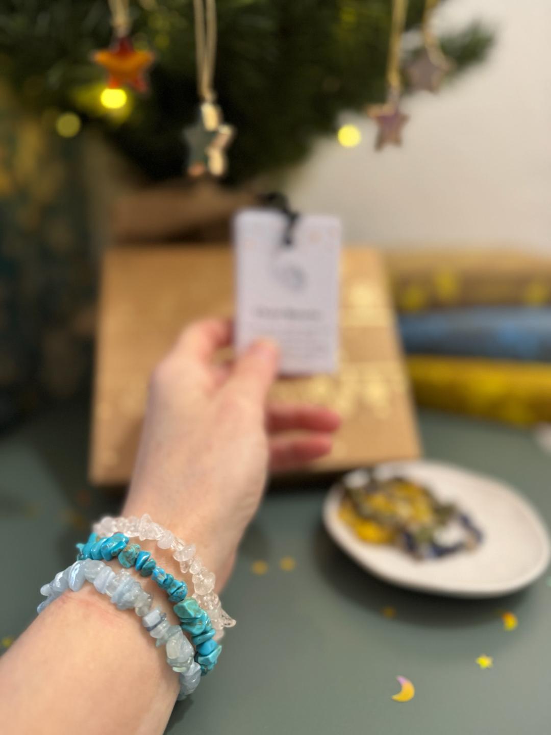 Christmas Crystal Bracelet Advent Calendar, 12 Days of Crystal Chip Bracelets, Gemstone Lover Christmas Gift