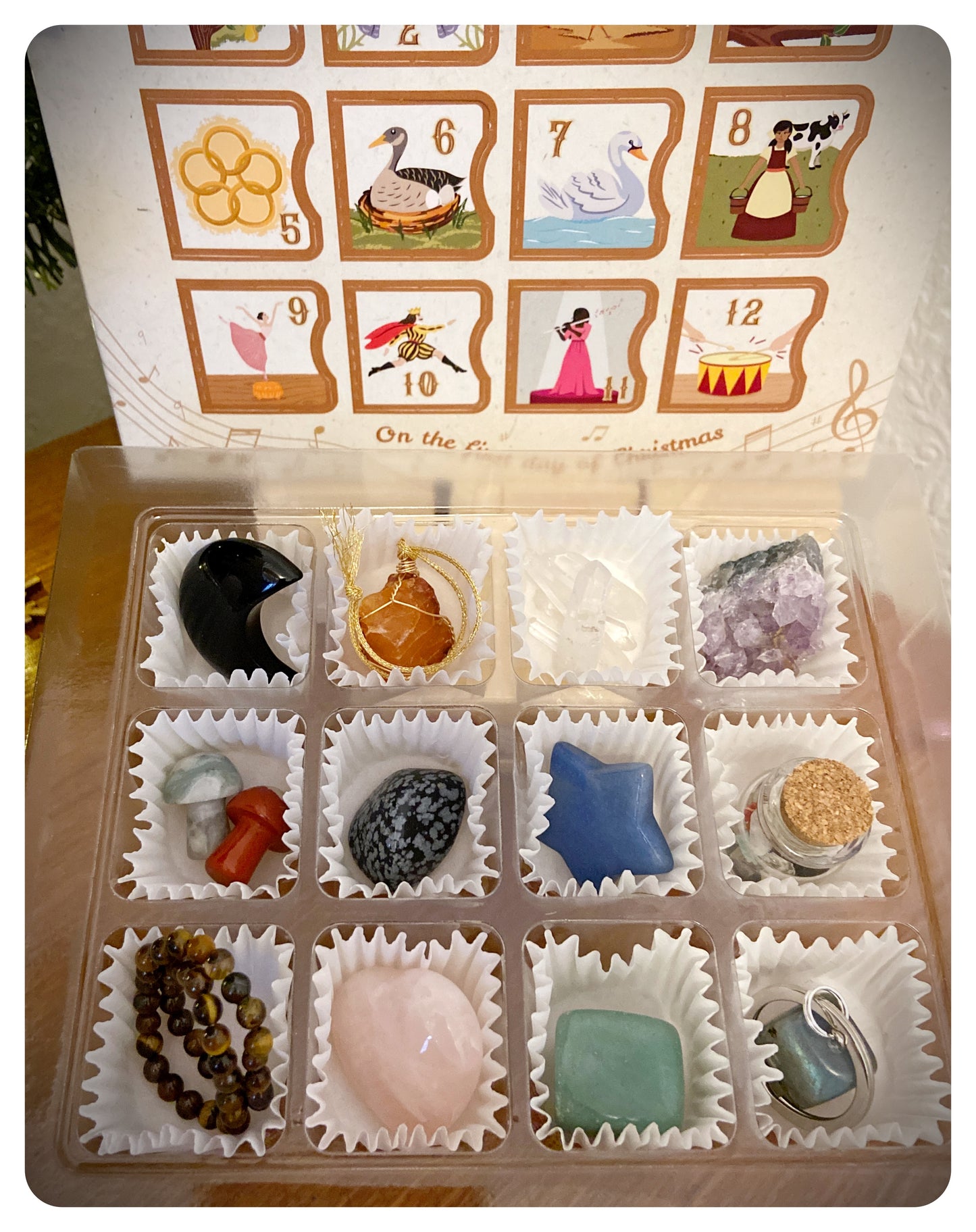 Crystal Christmas Gift Box, Twelfth Night Present, 12 Days Christmas Crystal Advent Calendar, Luxury Gemstone Xmas Gift