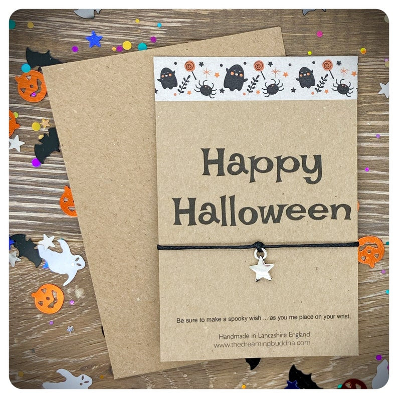 Multi Pack Happy Halloween Wish Bracelets, Halloween Party Favors, Trick Or Treat Halloween Cards, Star Moon Bat Halloween Gifts
