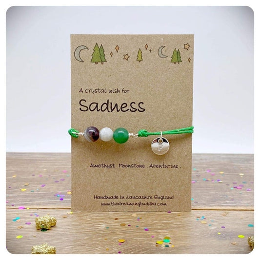 Sadness Crystal Bracelet, Emotional Support Gift, This Too Shall Pass, Postal Hug Card, Grief Loss Bracelet, SAD Bracelet, Healing Gemstones