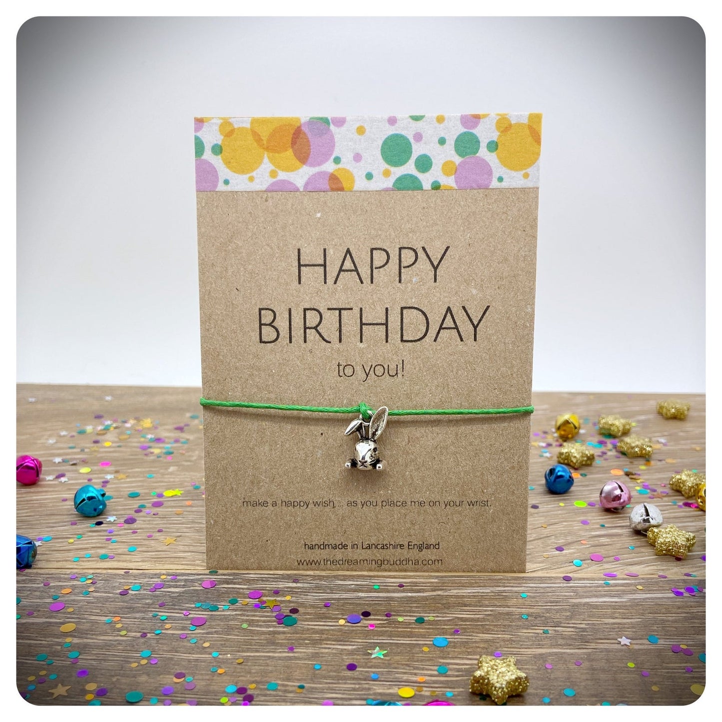 Happy Birthday Wish Bracelet, Personalised Birthday Bracelet, Happy Birthday Gift Card, Postal Birthday Present, Birthday Rabbit Gift