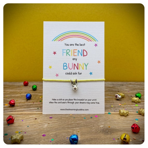 Cute Best Friend Wish Bracelet, Friendship Bunny Card, Birthday Christmas Present For School Friend