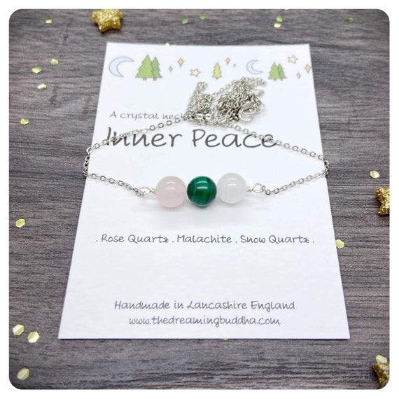 Calming Crystal Necklace, Inner Peace Jewellery, Wellness Gift For Her, Anxiety Stress Support, Inner Healing Gemstones, Manifestation Gift