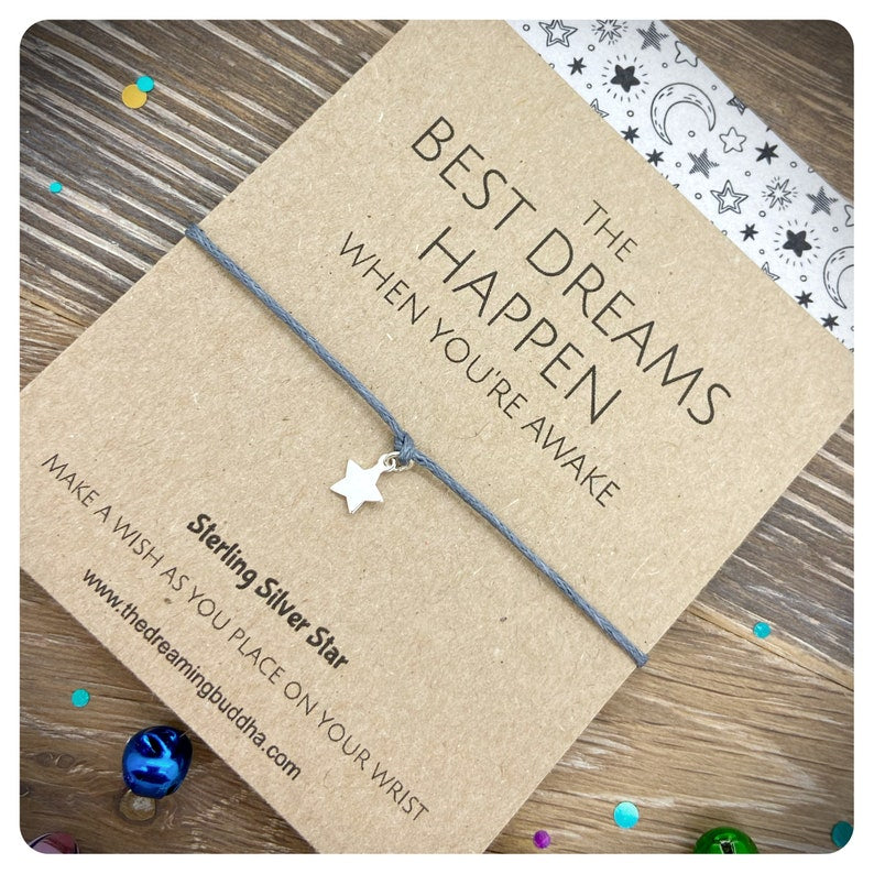 The Best Dreams Wish Bracelet, Personalised Feel Good Gift, Follow Your Dreams Card