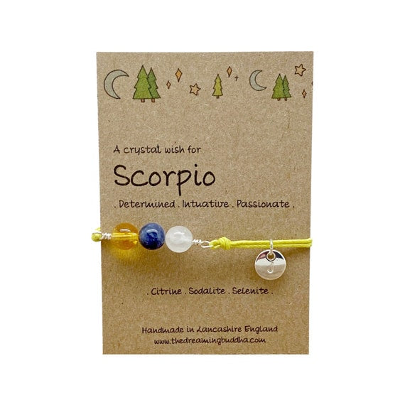 Scorpio Zodiac Crystal Bracelet, Horoscope Gift, Astrology Birthstone Anklet, Personalised Star Sign Gift