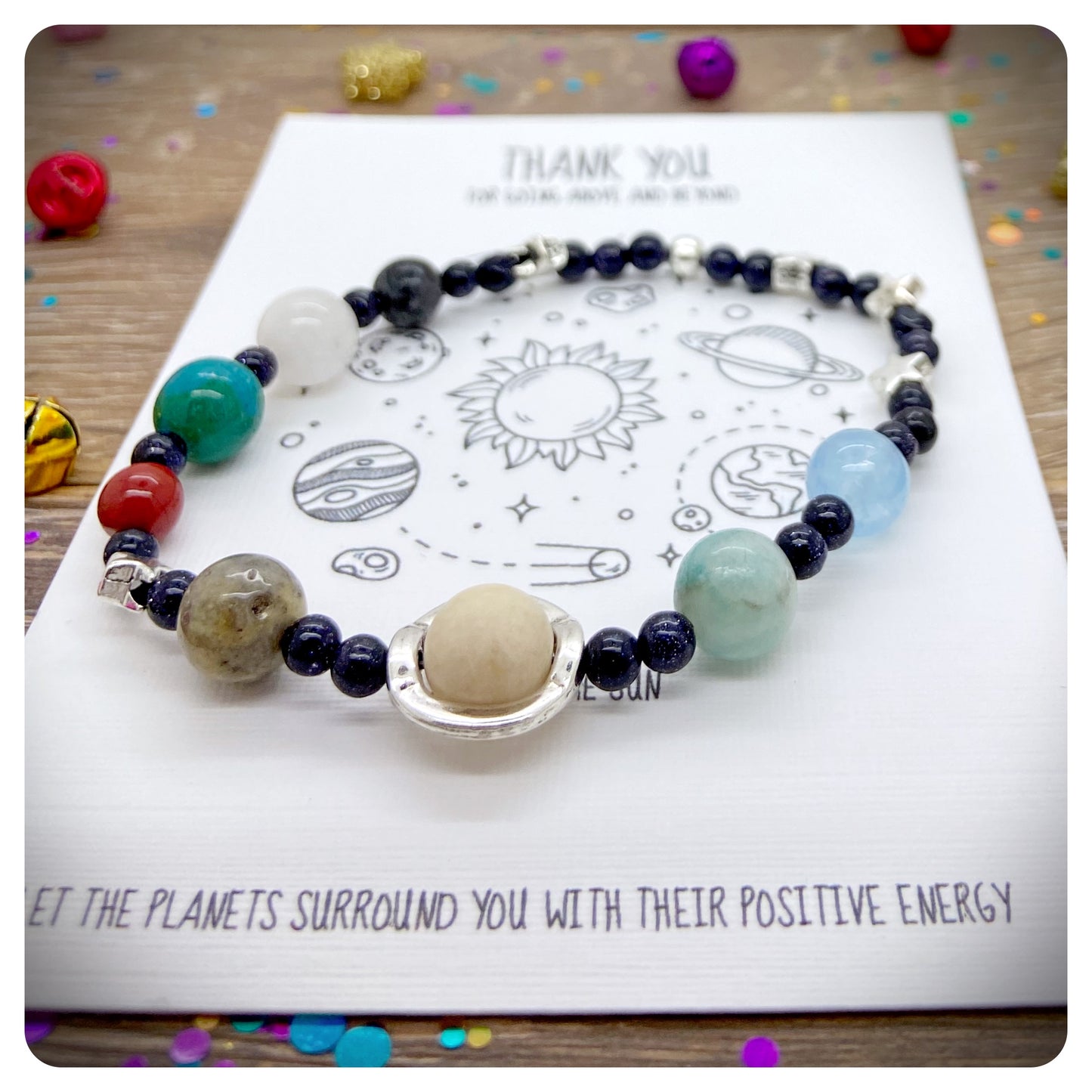 Planet Appreciation Bracelet, Thank You Above And Beyond Gift, Thank You Space Bracelet, Unique Thank You Gift, Employee Card