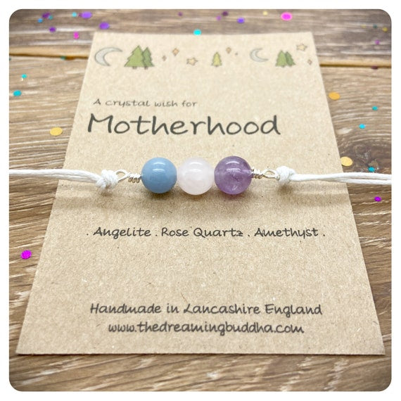 Motherhood Crystal Bracelet, New Mum Baby Gift, 1st Mothers Day Present, Baby Shower Mummy Gift, Mothering Crystals, Mummy Wish Bracelet