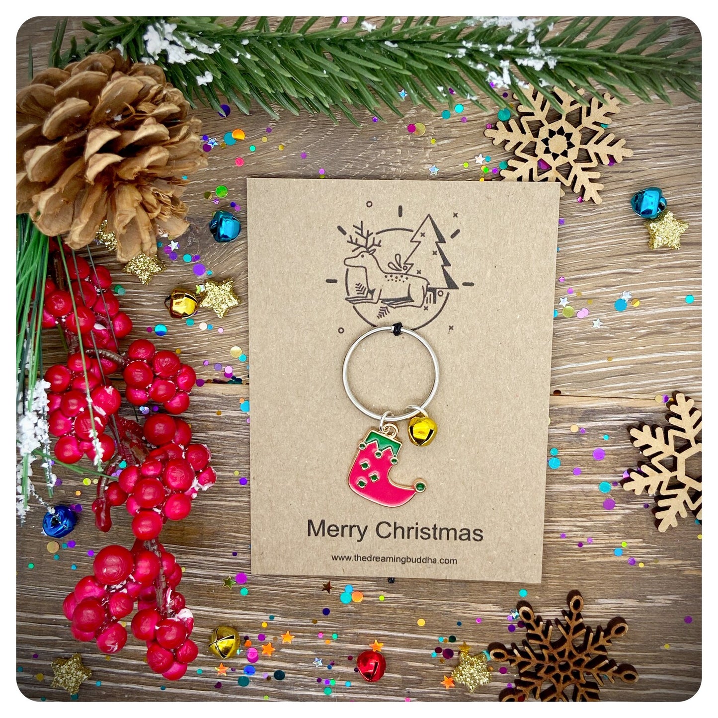 Christmas Elf Keychain, Personalised Xmas Keyring, Enamel Elf Boot Keychain, Novelty Christmas Key ring, Stocking Filler Key chain