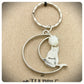 Cat Moon Keychain, Halloween Keyring, Glow In The Dark Bag Charm. Personalised All Hallows Gift