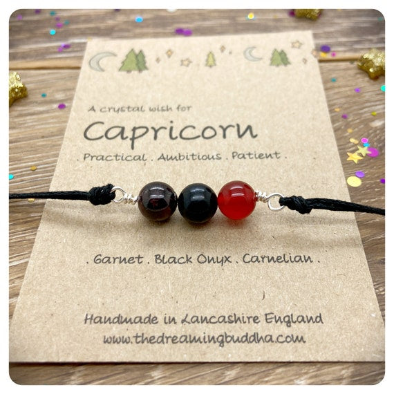 Capricorn Zodiac Crystal Bracelet, Horoscope Gift, Astrology Birthstone Anklet, Personalised Star Sign Gift