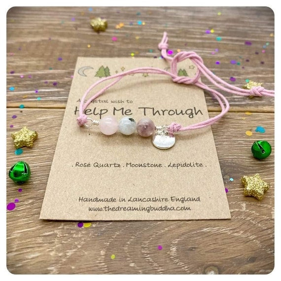 Personalised Mental Health Bracelet, Positive Supportive Gemstones, Anxiety Crystal Jewellery, You Can Do This, Trauma and Fear Bracelet