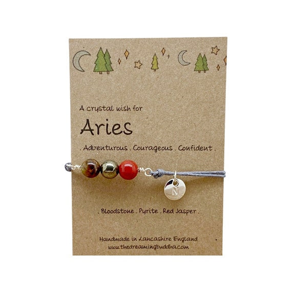 Aries Zodiac Crystal Bracelet, Horoscope Gift, Astrology Birthstone Anklet, Personalised Star Sign Gift