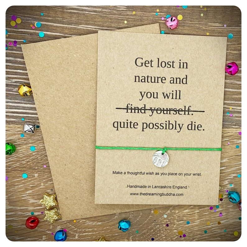 Funny Nature Wish Bracelet, Camping Lover Gift, Going Away Card, Trail Gift Item, Adventure Wish Bracelet