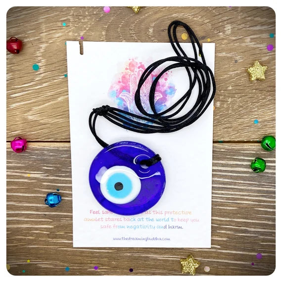 Oversized Evil Eye Necklace, Large Turkish Blue Eye Pendant, Adjustable Nazar Glass Eye Jewellery, Personalised Evil Eye Necklace