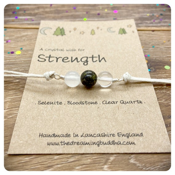 Natural Crystal Strength Bracelet, Gemstone Courage Anklet, Inner Strength Gift, Loss and Grief Jewellery, Thinking of You Postal Gift