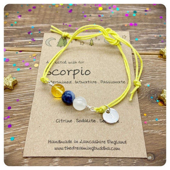 Scorpio Zodiac Crystal Bracelet, Horoscope Gift, Astrology Birthstone Anklet, Personalised Star Sign Gift