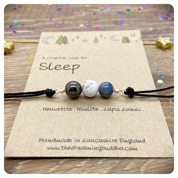 Sleep Crystal Bracelet, Insomnia Gemstone Bracelet, Wrapped Crystal Bead Bracelet for Sleep, Personalised Sleep Gemstone Anklet, Sleep Well