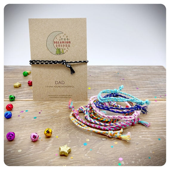 Wonderful Dad Braided Bracelet, Thinking Of You Dad Card, Personalised Fathers Day Gift