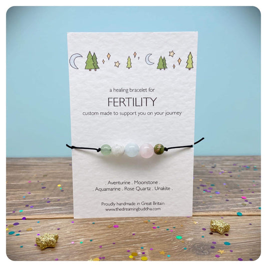 Fertility Support Bracelet, Adjustable Gemstone Bead Bracelet, Healing Crystal IVF Fertility Gift